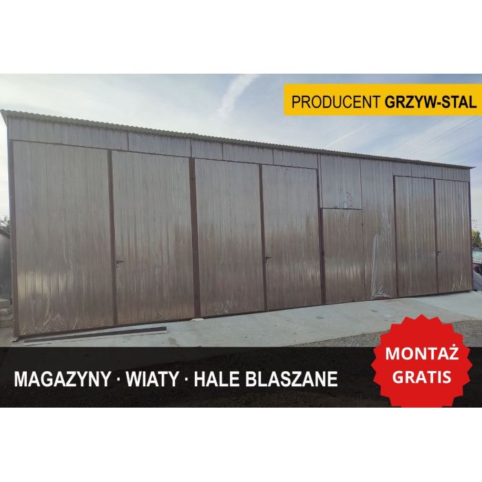 Garaż Blaszany 11x6m WIELOSTANOWISKOWEGO / Wiata Blaszana / Hala  - GrzywStal