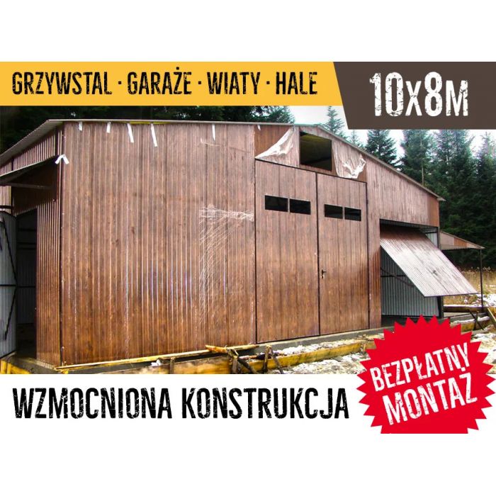 Grzyw-Stal - Garaż blaszany drewnopodoby duży - 8x10m , hale ,wiaty