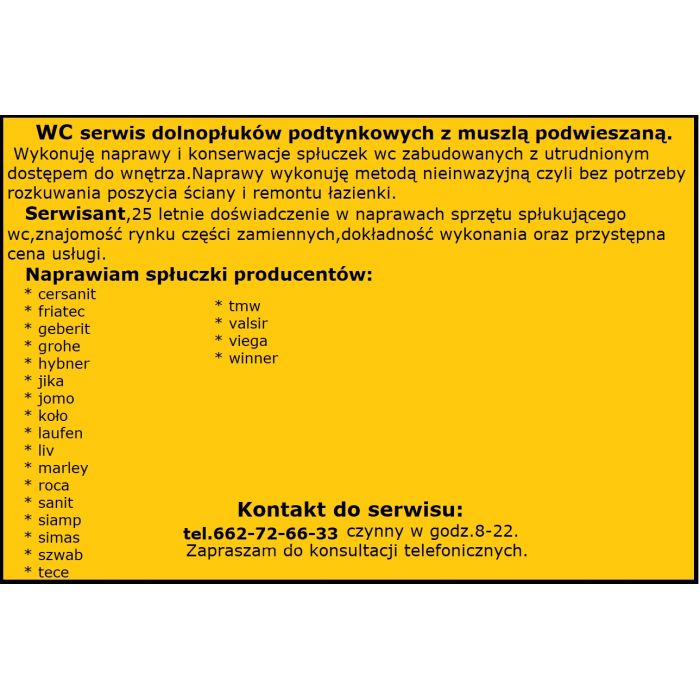 -WC serwis spłuczek podtynkowych GEBERIT,CERSANIT,ROCA.