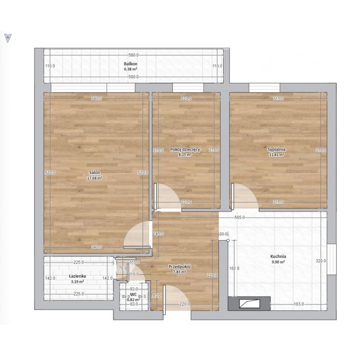 Mieszkanie trzypokojowe, Klimatyzacja, 58,5 m², Tarnów, ul. Reymonta 35