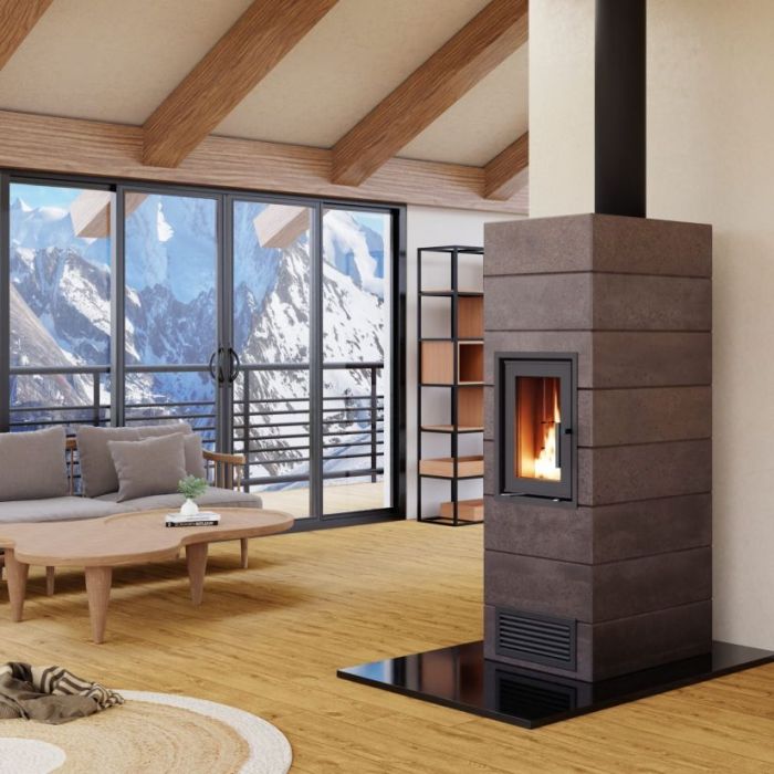 Hybrydowy akumulacyjny piec kominkowy bez prądu.