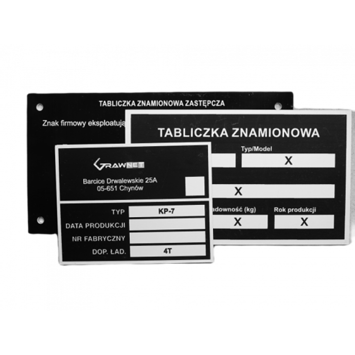 Tabliczka znamionowa aluminiowa z własnym nadrukiem 10 szt.