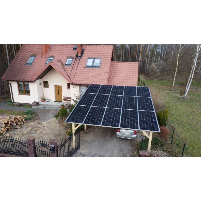 Drewniana Wiata Fotowoltaiczna 9.9 kW z magazynem 15 kWh