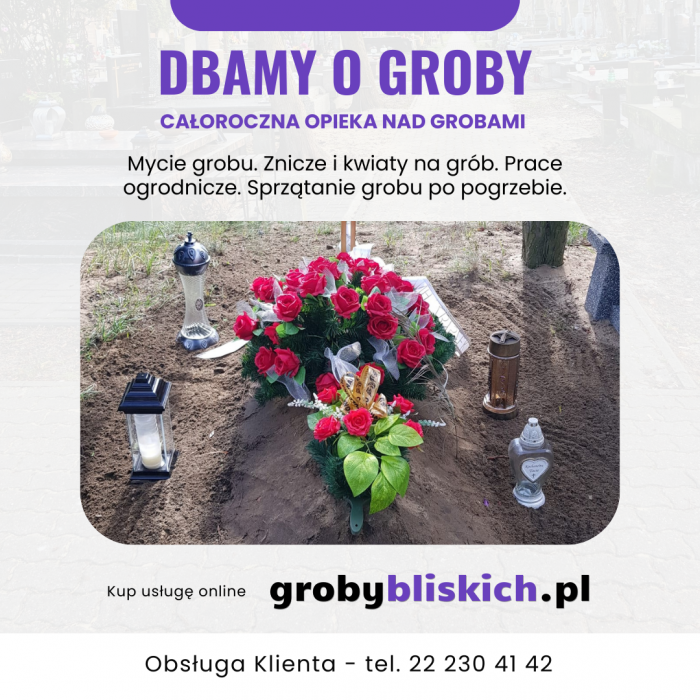 Opieka nad grobami Pruszków -  mycie grobu, znicze i kwiaty na grób