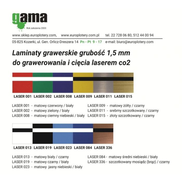 Laminat grawerski laser co2 laminaty do grawerowania laserem