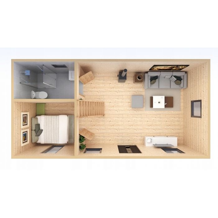 Nowy domek z antresolą do samodzielnego montażu 21,5m2  4,3m/5m