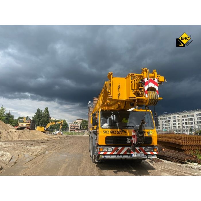 Wynajem podnośników koszowych (do 70m), wynajem żurawi samojezdnych (do 50t)