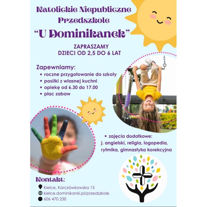 Zapisy dla dzieci w wieku 2,5 - 6 lat do Przedszkola "U Dominikanek"