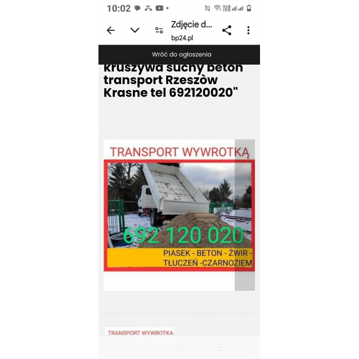 Sprzedaż piasek płukany kopany Kruszywa kamień Ziemia Czarna Łańcut tel 692120020