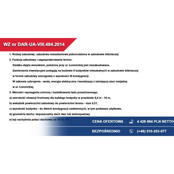 WZ na 19 segmentów lub 8 bliźniaków | Łódź, ul. Łomnicka 21 | TOP lokalizacja!