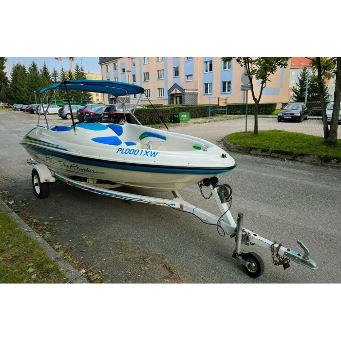 Łódź motorowa 5 os 120KM Zamiana ZAREJESTR. Motorówka Przyczepa Bimini