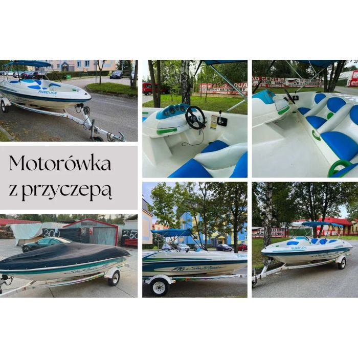 Łódź motorowa 5 os 120KM Zamiana ZAREJESTR. Motorówka Przyczepa Bimini