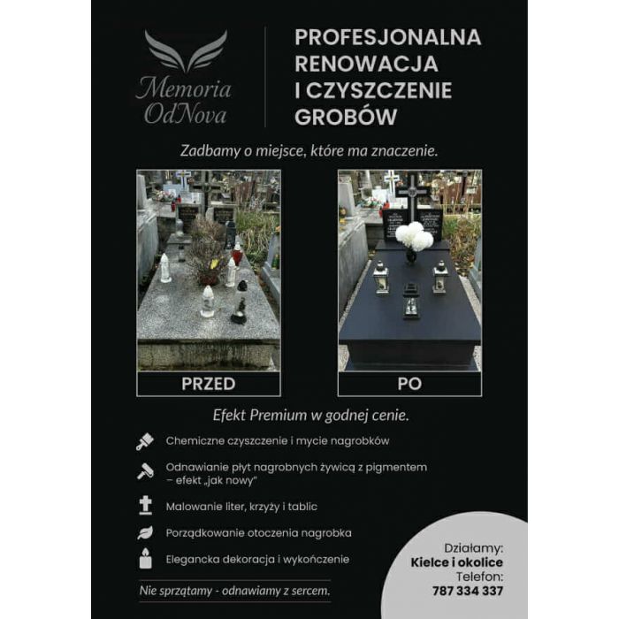 Odnawianie i naprawa grobów Kielce i okolice. Efekt Premium za grosze