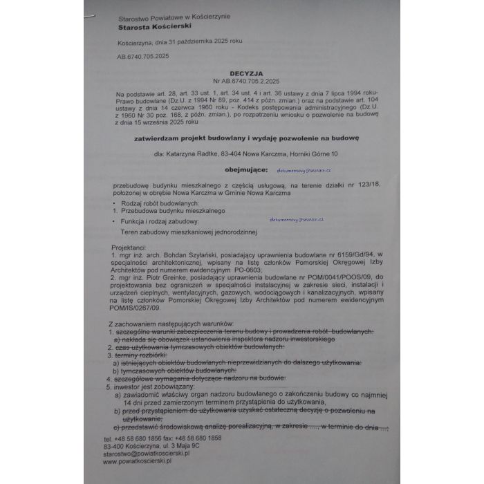 Pozwolenie na budowę , Akt Notarialny, Wypis z Rejestru Gruntów