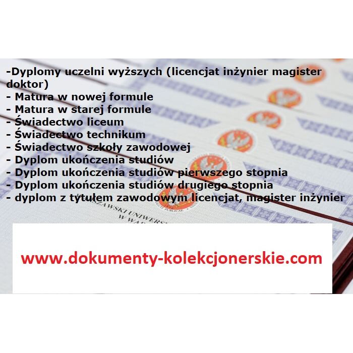 Kup dyplom inżyniera, dyplom magistra, mature z wpisem