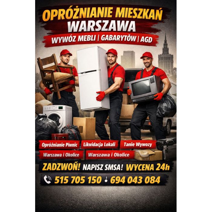 Opróżnianie Mieszkań, Piwnic,+ Wywóz Śmieci + Przeprowadzki | Warszawa i okolice
