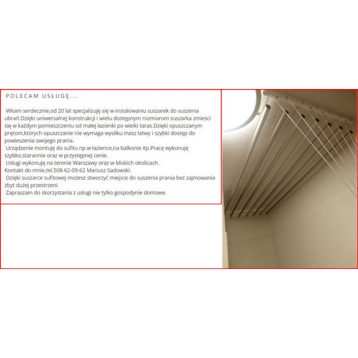 Monter SUSZARKI sufitowe.