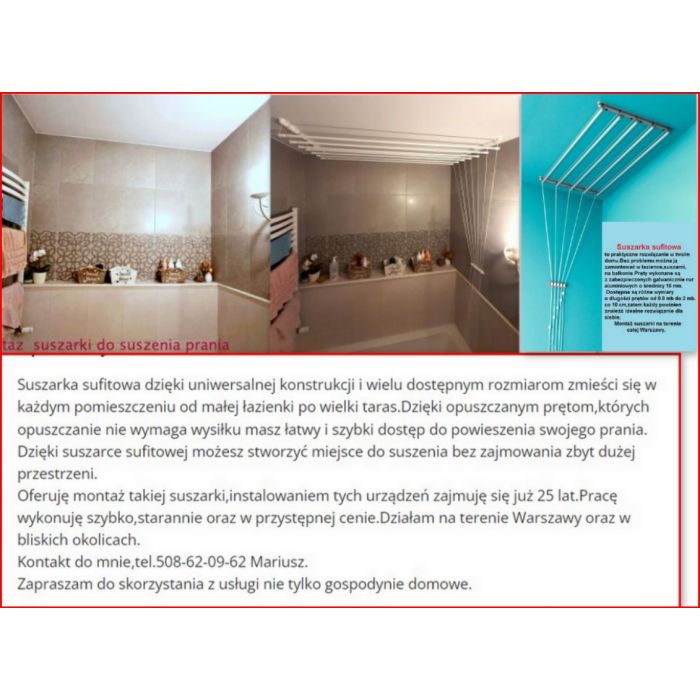 Monter SUSZARKI sufitowe.