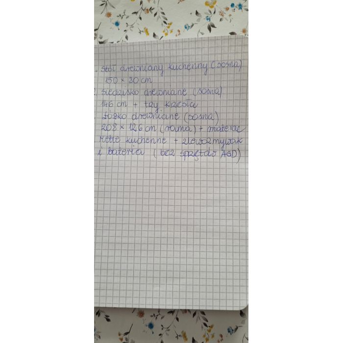 Meble kuchenne, stół, krzesła, łóżko