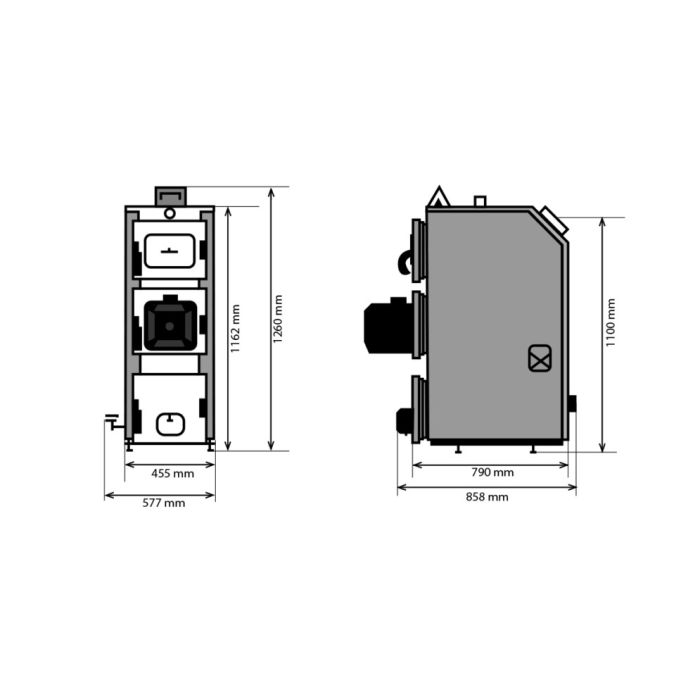 DrewKo Hybrid 12 kW – dwupaliwowy kocioł na drewno i pellet