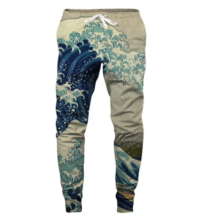spodnie z kieszeniami z motywem wzburzonego morza