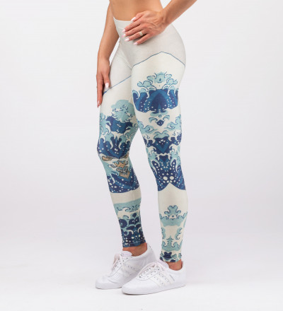 legginsy z motywem wzburzonego morza