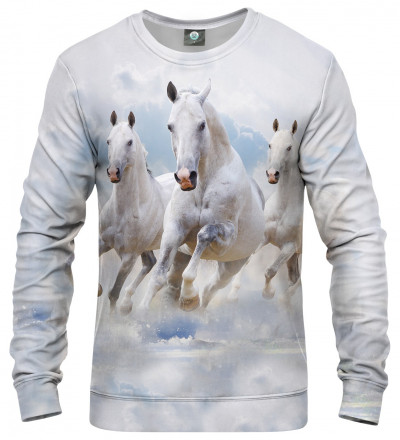 white sweatshirt with horses motive