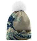 printowana czapka z motywem wzburzonego morza