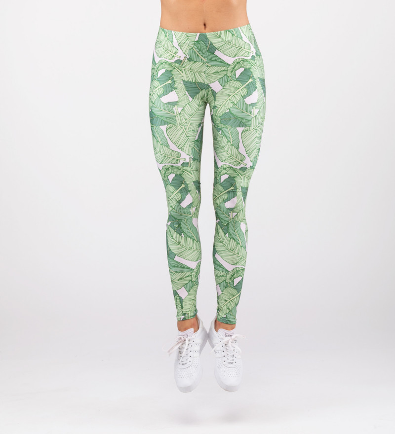 leggings with green leaves motive