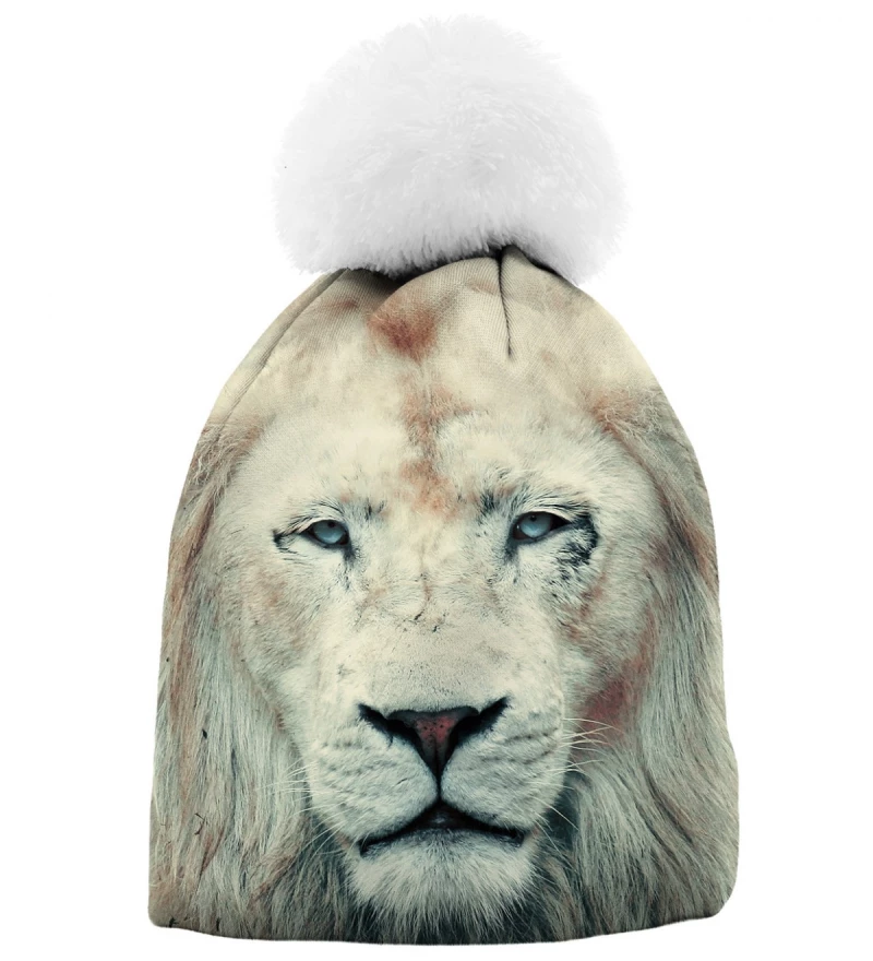 printowana czapka z motywem lwa