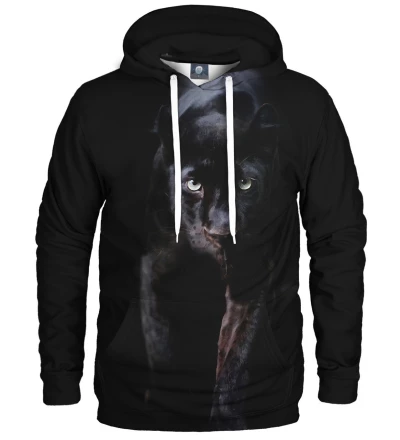 black hoodie with panther motive