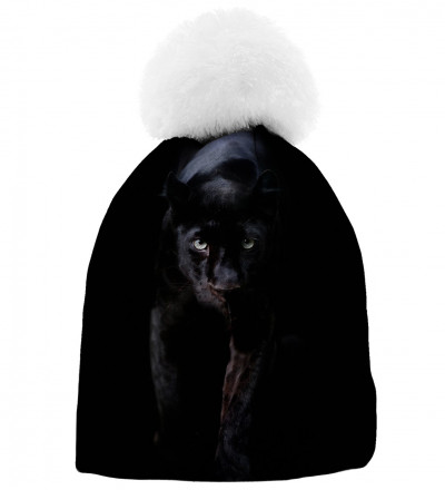 black beanie with panther motive