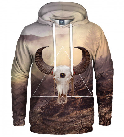 brown hoodie with goat motive