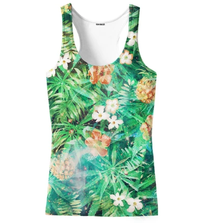 green top with leaves motive