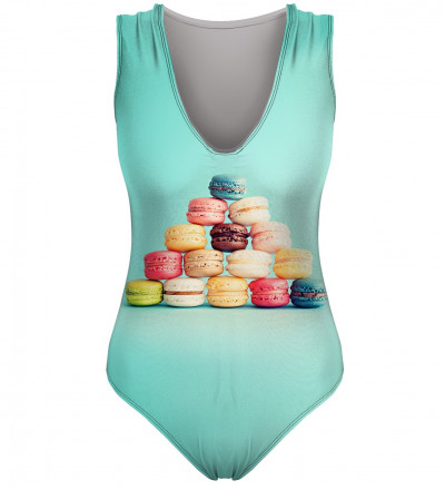 turquise swimsuit with macarons river