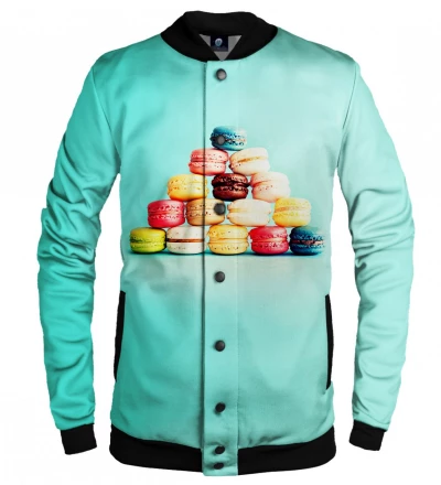 turquise baseball jacket with macarons motive
