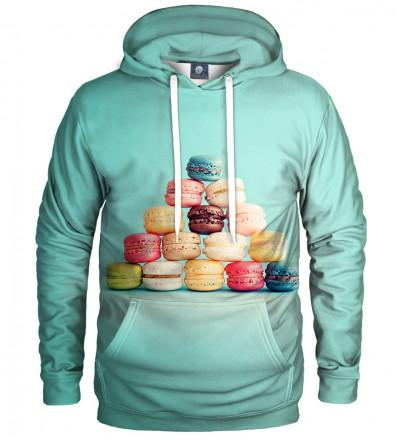 turquise hoodie with macarons motive