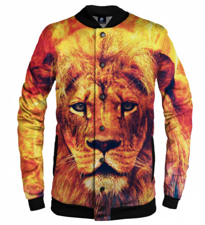 orange baseball jacket with lion