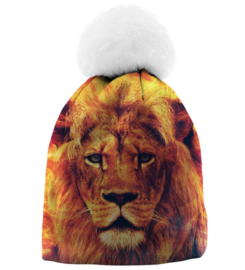 pomarańczowa printowana czapka z motywem lwa