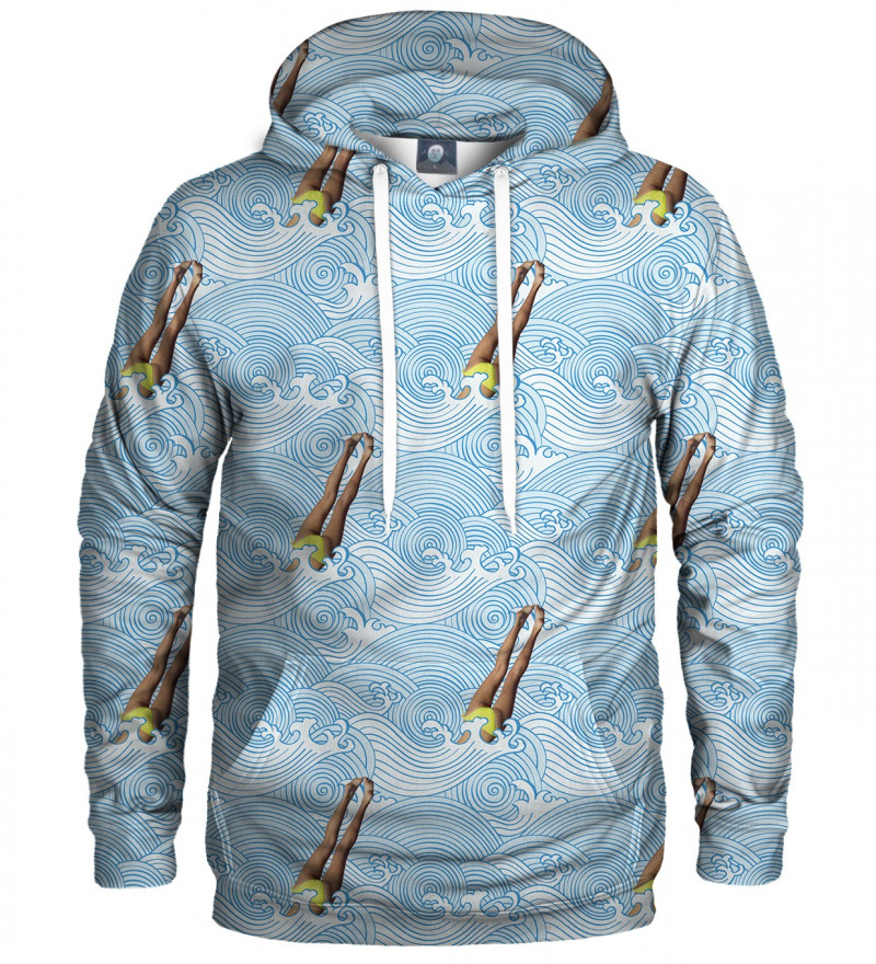 blue hoodie with swimmers motive