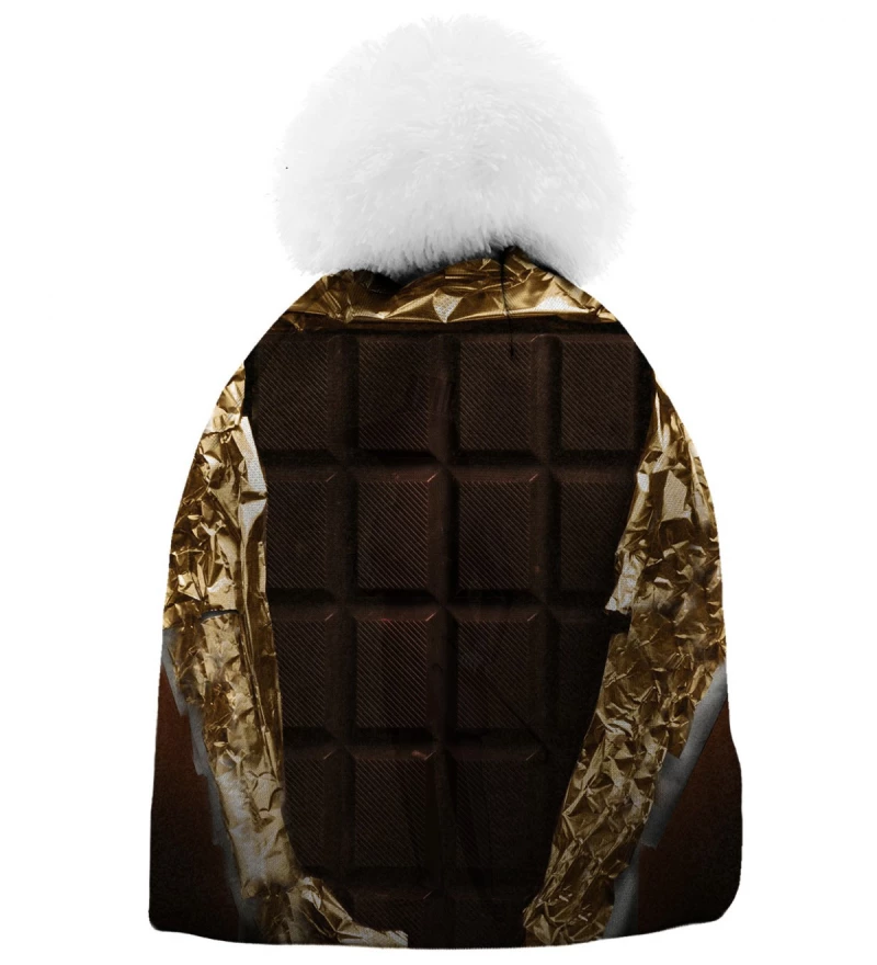 brązowa printowana czapka z motywem czekolady