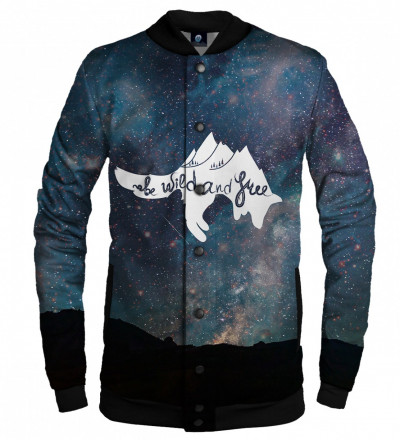 baseball jacket with stars motive and wild and free inscription