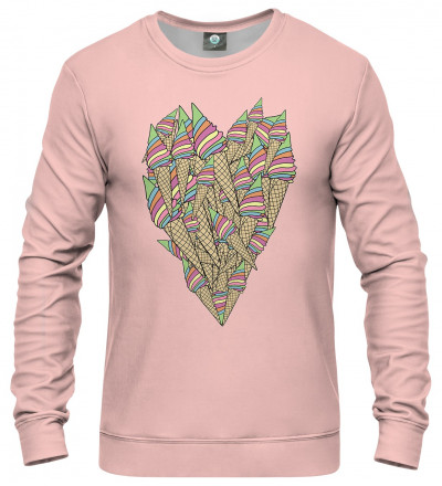 różowa bluza z sercem stworzonym z lodów