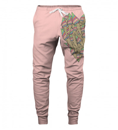 różowe spodnie z sercem stworzonym z lodów