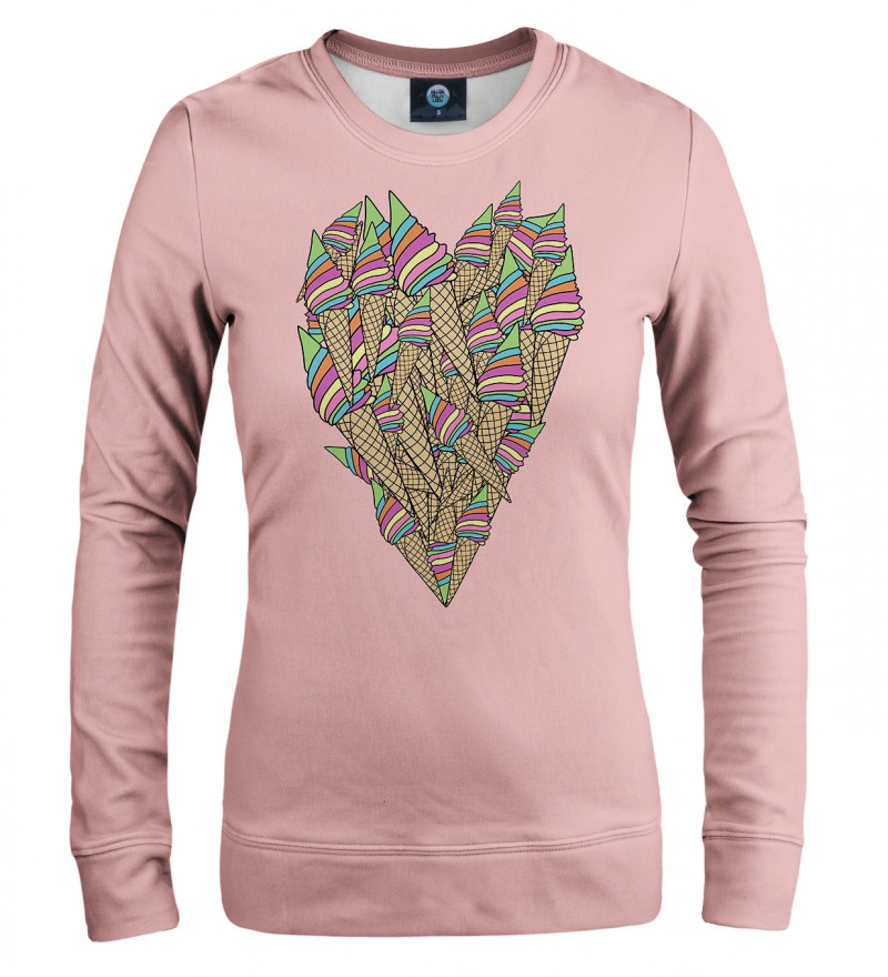 różowa bluza z sercem stworzonym z lodów