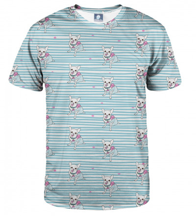 blue tshirt with puppies
