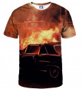 tshirt with car on fire