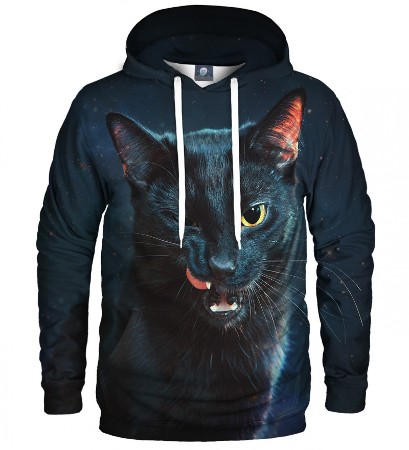 black hoodie with black cat motive