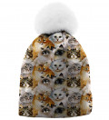 printed beanies with cat heads motive