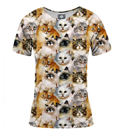 koszulka z motywem głów kotów